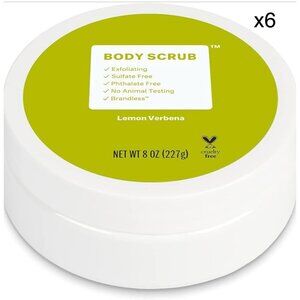 Case of 6 Brandless Salt and Sugar Exfoliating Body Scrub Lemon Verbena 8oz